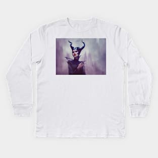 Maleficent inspired water colour Kids Long Sleeve T-Shirt